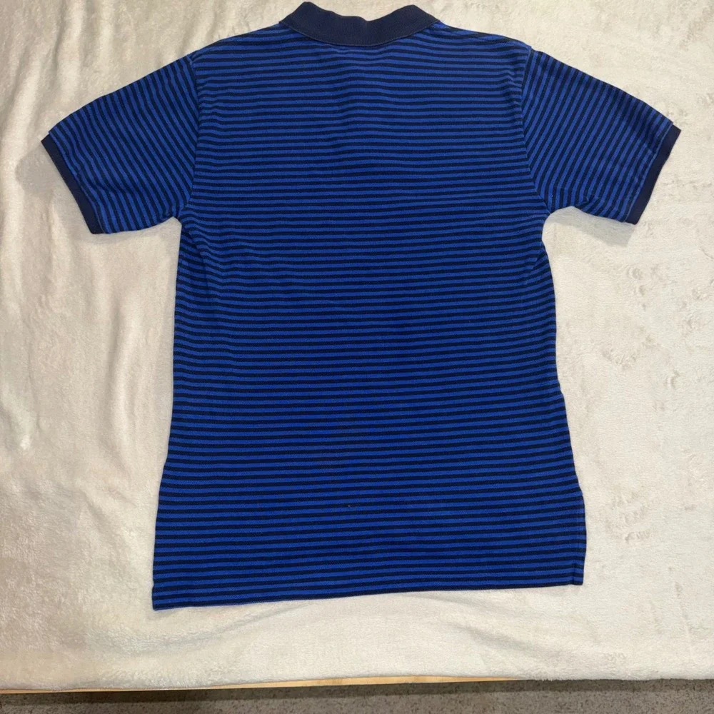 Polo Ralph Lauren Boys Blue Striped Short Sleeve Polo Shirt Size L 16/18 Pony
